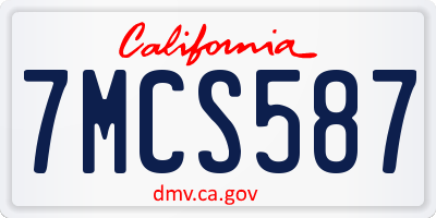 CA license plate 7MCS587