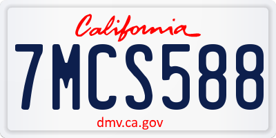CA license plate 7MCS588