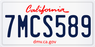 CA license plate 7MCS589