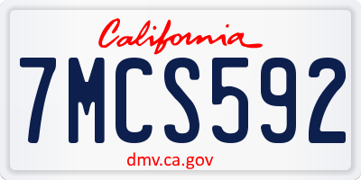 CA license plate 7MCS592