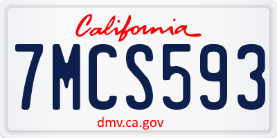 CA license plate 7MCS593