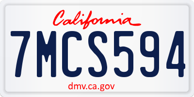 CA license plate 7MCS594