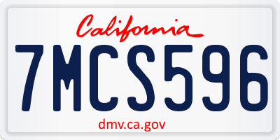 CA license plate 7MCS596