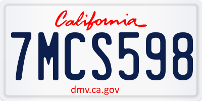 CA license plate 7MCS598