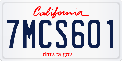 CA license plate 7MCS601