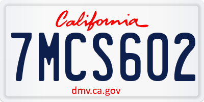 CA license plate 7MCS602