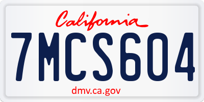 CA license plate 7MCS604
