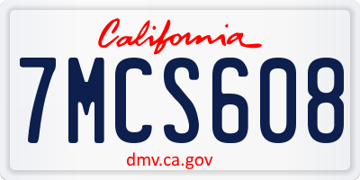 CA license plate 7MCS608