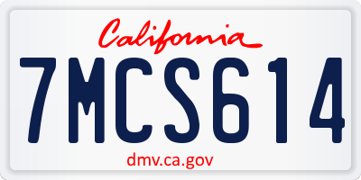 CA license plate 7MCS614
