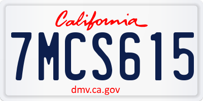 CA license plate 7MCS615