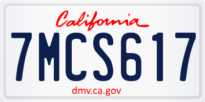 CA license plate 7MCS617
