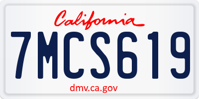 CA license plate 7MCS619