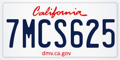 CA license plate 7MCS625