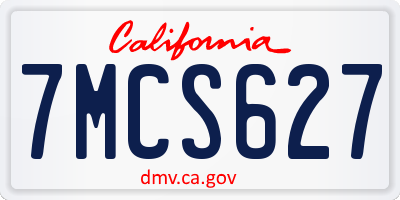 CA license plate 7MCS627