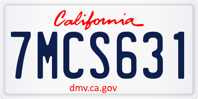 CA license plate 7MCS631