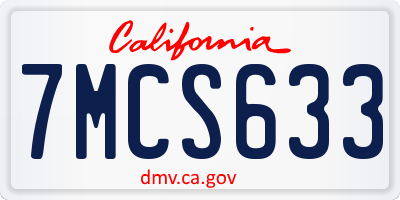 CA license plate 7MCS633