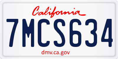 CA license plate 7MCS634