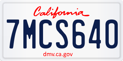 CA license plate 7MCS640