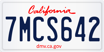 CA license plate 7MCS642