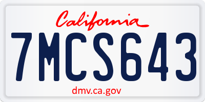 CA license plate 7MCS643