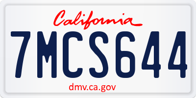 CA license plate 7MCS644