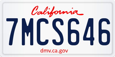 CA license plate 7MCS646