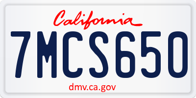 CA license plate 7MCS650