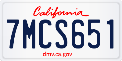 CA license plate 7MCS651