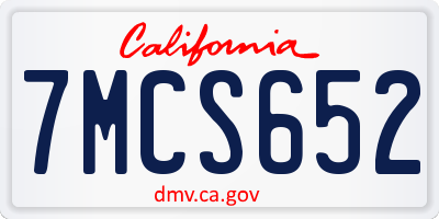 CA license plate 7MCS652