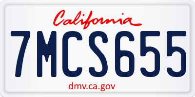 CA license plate 7MCS655