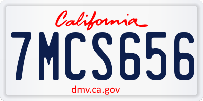 CA license plate 7MCS656