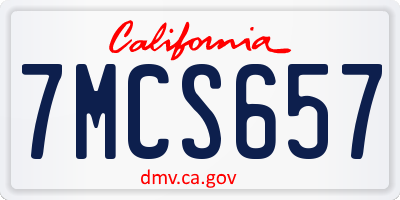 CA license plate 7MCS657