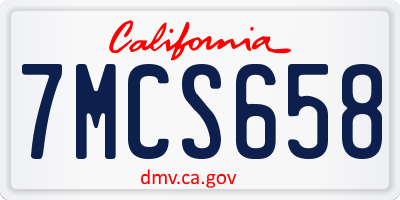 CA license plate 7MCS658