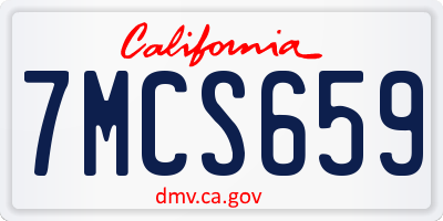 CA license plate 7MCS659