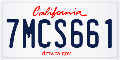 CA license plate 7MCS661