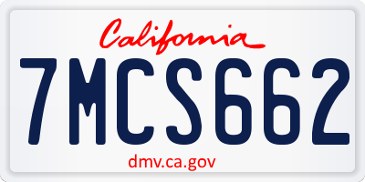 CA license plate 7MCS662