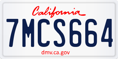 CA license plate 7MCS664