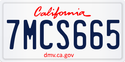 CA license plate 7MCS665