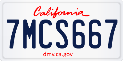 CA license plate 7MCS667