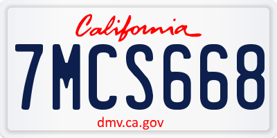 CA license plate 7MCS668