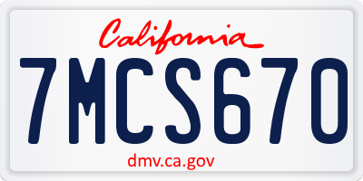 CA license plate 7MCS670