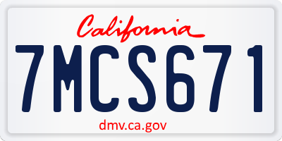 CA license plate 7MCS671