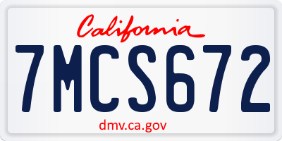 CA license plate 7MCS672