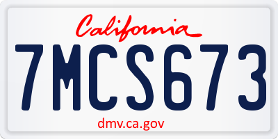 CA license plate 7MCS673