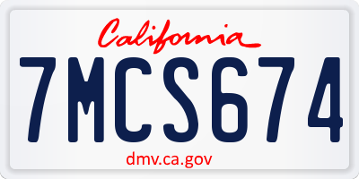CA license plate 7MCS674
