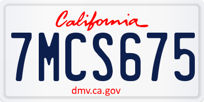 CA license plate 7MCS675