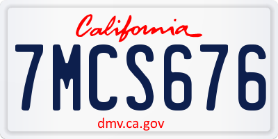 CA license plate 7MCS676