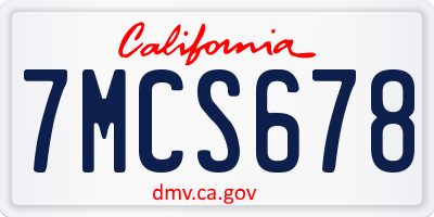 CA license plate 7MCS678