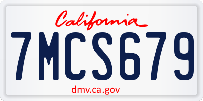 CA license plate 7MCS679