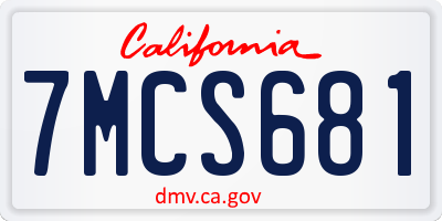 CA license plate 7MCS681